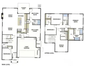 Bridger Floorplan - Lot  will be flipped - garage is on Left