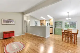 Large great room area is open to the dining area and kitchen.