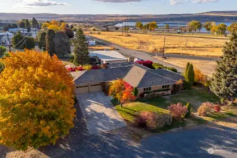 Beautiful home with a view of Banks Lake in the background.