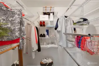 Lots of shelving and hanging space in the walk-in closet...