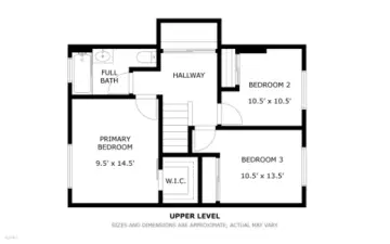 UPPER LEVEL...sizes and dimensions are approximate; buyer to confirm.