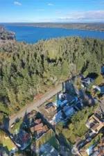 View from above looking East-Northeast toward Illahee State Park and Port Orchard Bay