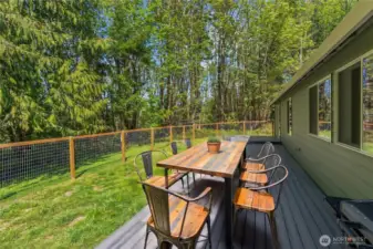 Virtually staged back patio deck