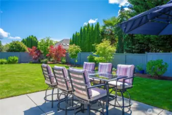 The spacious backyard is perfect for entertaining and relaxing