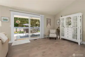 Step out back and take in a lush, meticulously maintained backyard