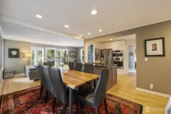 Ash wood flooring adds warmth and elegance to the main level