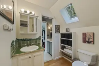 Bathroom skylight brings in soft, natural light all day long