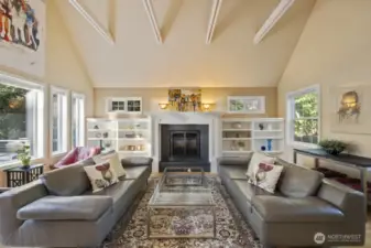 Cozy propane fireplace for year-round Pacific Northwest comfort