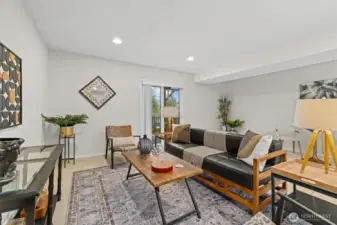 living room in lower level guest suite