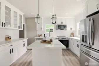 Amazing kitchen island provides extra prep space or use it to serve meals. Can also serve as an eating space with stools.