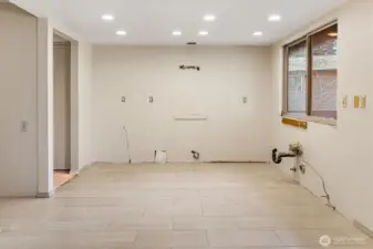 New tile flooring in Kitchen and dining room