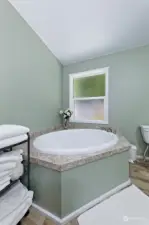 corner soaking tub in primary