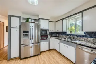 Kitchen with stainless steel appliances