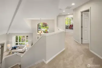 View from the open upstairs hallway.
