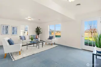 Lower level bonus space is bright and welcoming. It is plumbed for gas, which there may be future ADU possibilities.