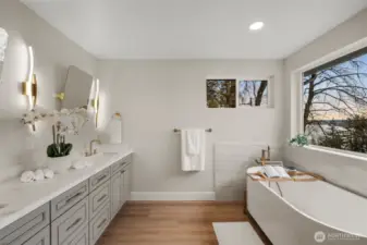 Spa like primary bathroom.