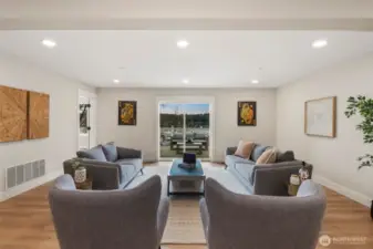 Downstairs living room with access to spacious deck.