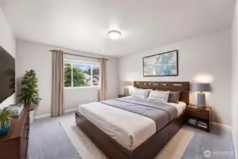 Primary Bedroom with brand new plush carpets and virtual staging