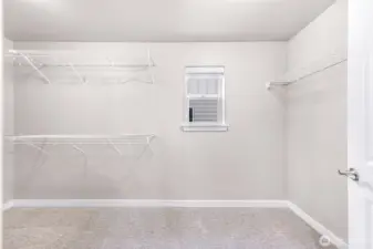 Spacious Walk in Closet in Primary Bathroom with brand new carpet