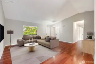 A thoughtfully designed floor plan that effortlessly balances gathering spaces with private retreats. [this photo is virtually staged.]