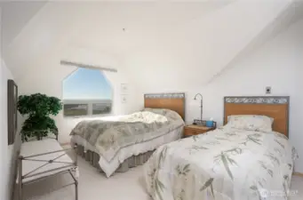Uppermost bedroom up spiral staircase