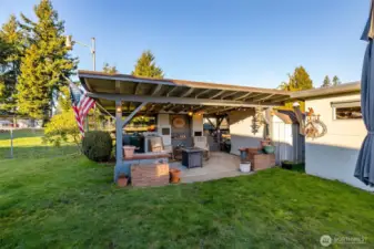 The covered outdoor area is a perfect place rain or shine!