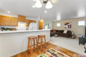 The breakfast bar is huge and offers great space for casual dining or entertaining