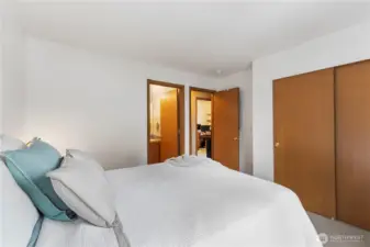 The primary bedroom offers a large closet & ensuite bath