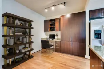 Add a bookcase as shown here in the virtual staging photo, perfection!