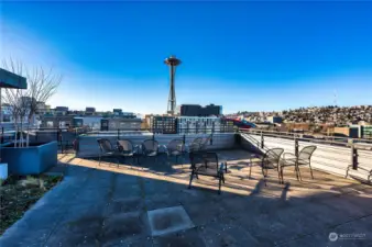 Yes, Space Needle views plus seating & BBQ from the fabulous rooftop deck.