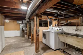 Unfinished basement offers potential for updates