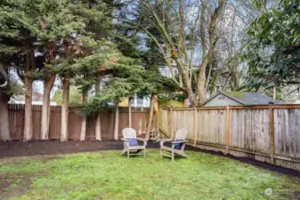 Large, fully fenced, backyard