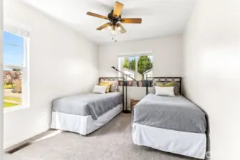 Ceiling fans in both bedrooms upstairs.