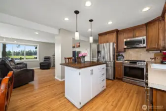 Kitchen into Living space.