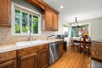 Kitchen into dining area