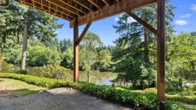 Lower level patio looking at Sammamish river and former Wayne Golf Course now public park