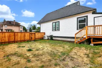 fully fenced back yard