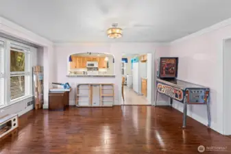 Freshly painted dining room (pin ball does not convey)