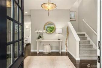 The foyer is light filled and draws you in.