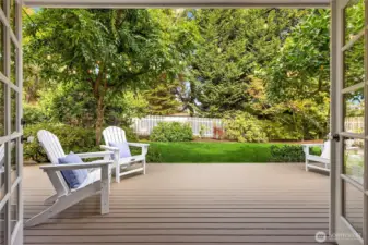 The deck is partially covered and provides a great space for entertaining.