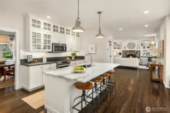 The kitchen has been redesigned and updated.