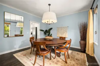 The dining room overlooks the front gardens.