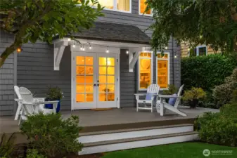 The french doors to the back deck are covered.