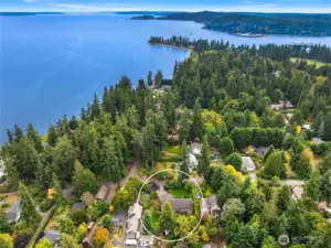 Aerial photo looking south. This neighborhood is highly coveted for being close to town but very quiet.