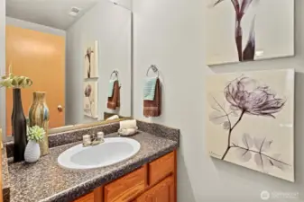 Powder room off the front entry