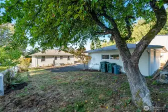 Rear yard space for gardening, your pets, and more. Note new propane tank on side of garage (leased).