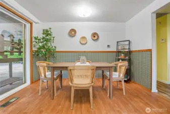 Dining room off the kitchen and easy access to the back yard