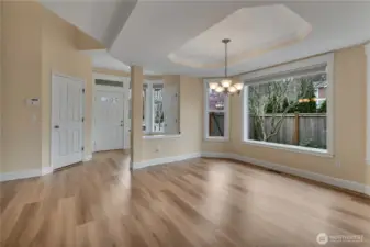 Dining Room facing Entry. Left door to Garage. Coat Closet on right.