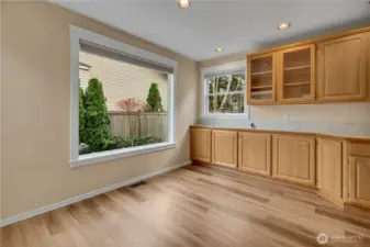 Breakfast Nook. All windows upgraded with Marvin glass & fiberglass frames, updated trim, and top-down bottom-up Douglas Hunter shades.