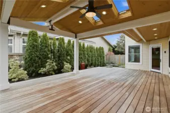 Deck Overhang is fully permitted with 4 openable skylights, fan, and wired with PoE (Power over Ethernet) for future lights or security cameras.